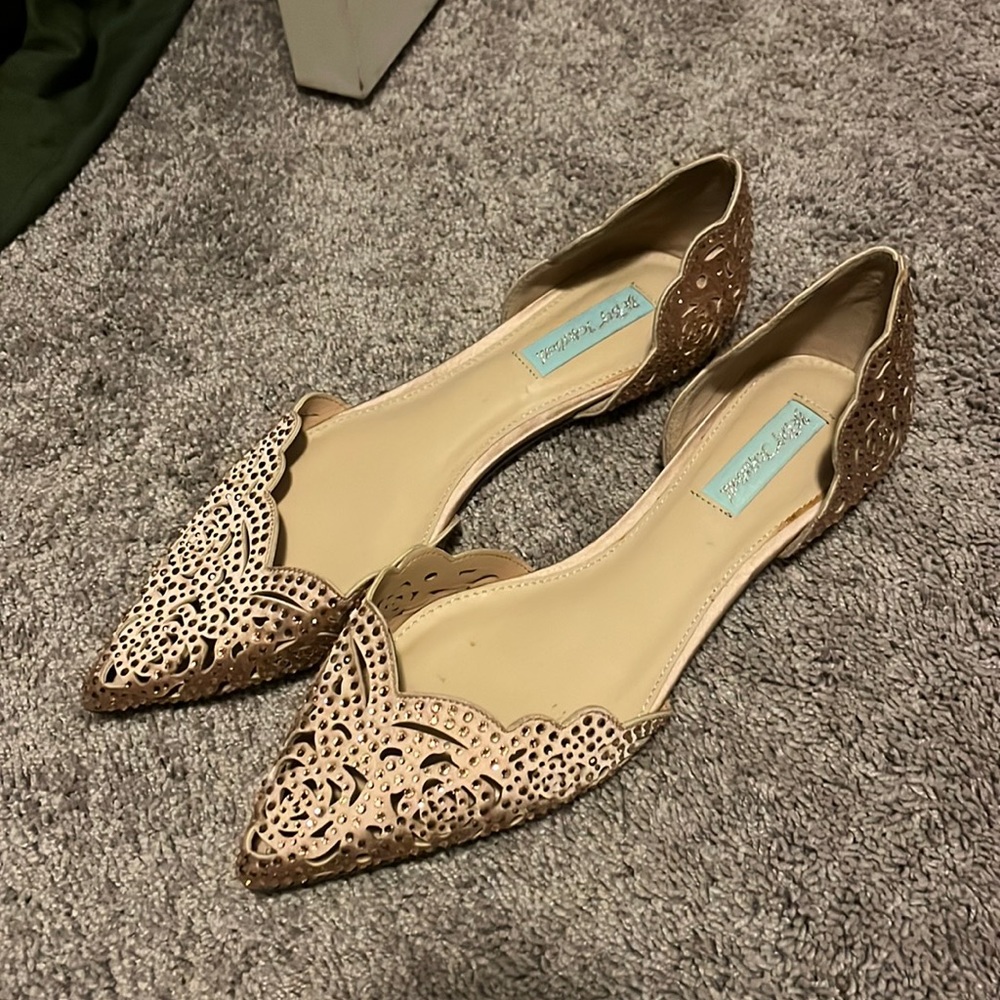 Pastel Pink Dressy Sparkle Ballet Flats - Size 9.5